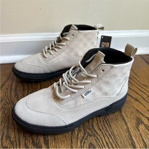 Vans Cream and Black Athletic Shoes